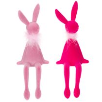 Artikel Osterhasen Figur mit Federboa Kantenhocker Dekorative Figur Ostern 27cm 2St