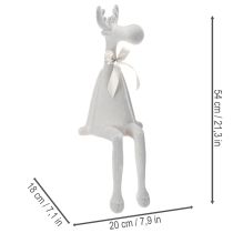 Artikel Weihnachtsfigur Rentier Kantenhocker 54cm Hellgrau beflockt