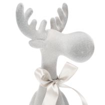 Artikel Weihnachtsfigur Rentier Kantenhocker 54cm Hellgrau beflockt