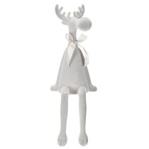 Artikel Weihnachtsfigur Rentier Kantenhocker 54cm Hellgrau beflockt