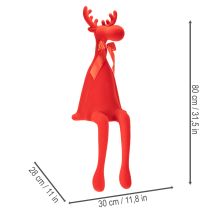 Artikel Dekofigur Kantenhocker Elch beflockt Rot 80cm Innenbereich