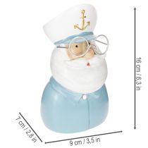 Artikel Kapitän Dekofigur aus Polyresin 16 cm Weiß-Blau mit Kapitänsmütze und Brille