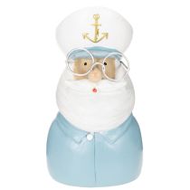 Artikel Kapitän Dekofigur aus Polyresin 16 cm Weiß-Blau mit Kapitänsmütze und Brille