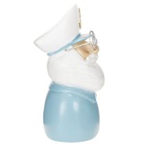 Artikel Kapitän Dekofigur aus Polyresin 16 cm Weiß-Blau mit Kapitänsmütze und Brille