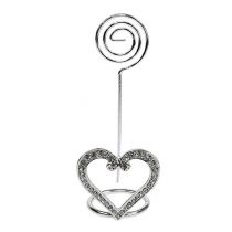 Kartenhalter Herz für Tischdeko 4cm Silber 6St