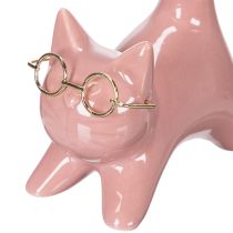 Artikel Dekofigur Katze aus Keramik mit Perlmuttglanz 14 cm Rosa, 2 Stück