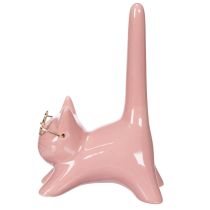 Artikel Dekofigur Katze aus Keramik mit Perlmuttglanz 14 cm Rosa, 2 Stück