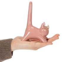 Artikel Dekofigur Katze aus Keramik mit Perlmuttglanz 14 cm Rosa, 2 Stück