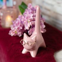 Artikel Dekofigur Katze aus Keramik mit Perlmuttglanz 14 cm Rosa, 2 Stück