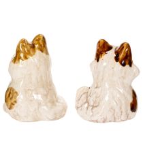 Artikel Keramik-Katzenfiguren Set 4 Stück, 8 cm, Braun-Weiß, für Wohnraumdekoration