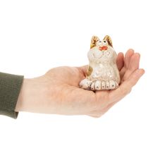 Artikel Keramik-Katzenfiguren Set 4 Stück, 8 cm, Braun-Weiß, für Wohnraumdekoration