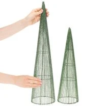Artikel Steckkegel aus grünem Metall 47 cm und 62 cm für Blumengestecke