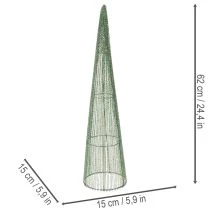 Artikel Steckkegel aus grünem Metall 47 cm und 62 cm für Blumengestecke