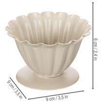 Artikel Cremefarbene Deko-Schale aus Blech in Blütenkelchform, 9 cm