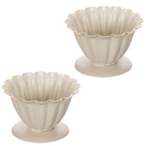 Artikel Cremefarbene Deko-Schale aus Blech in Blütenkelchform, 9 cm