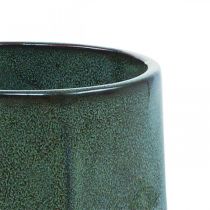 Keramik Vase Blumenvase Grün Sechseckig Ø14,5cm H21,5cm