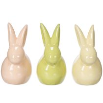 Artikel Keramik-Osterhasen Dekofiguren 11×6,5×12,5 cm sortiert in Gelb, Grün, Braun