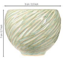 Artikel Grüne Keramikschalen mit Spiraldesign Ø9 cm H7 cm 4er-Set
