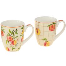 Artikel Keramiktasse Pfirsiche Becher Keramik Deko H10,5cm 2St
