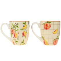 Artikel Keramiktasse mit Pfirsich-Motiv, 2er-Set, H 10,5 cm