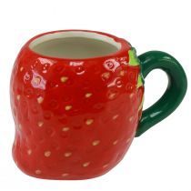 Artikel Keramiktasse Erdbeere bepflanzbar Rot-Grün Ø6,5cm H10cm