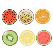 Artikel Obst-Untersetzer-Set aus Keramik mit Korkboden, 10 cm, 6er-Set, Fruchtdesign