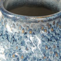Artikel Keramikvase glasiert Blau-Weiß H18,5 cm in Flechtoptik