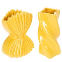 Artikel Keramikvase Gelb 16 cm Mediterrane Pasta-Form Dekoration für Innenräume