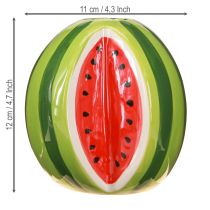 Artikel Keramikvase Wassermelone H12cm, Grün-Rot, Handgefertigt