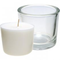 Artikel Kerze im Glas Kerzenglas Wachskerze Weiß Ø9cm H8cm
