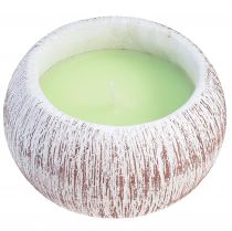 Citronella Kerze Grün Schale Keramik Weiß Braun H8cm