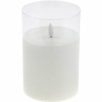 Deko-Windlicht LED-Kerze im Glas Echtwachs Ø10cm H15cm