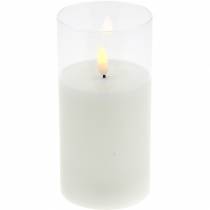 Artikel LED-Kerze Glas Echtwachs Weiß Ø7,5cm H15cm Warmweiß