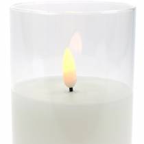 LED-Kerze im Glas Echtwachs Weiß Ø7,5cm H10cm