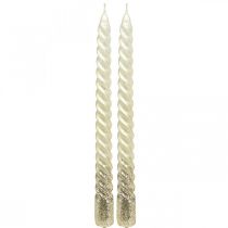 Spitzkerzen Gedrehte Kerzen Spiralkerzen Creme 24cm 2St