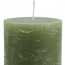 Artikel Durchgefärbte Kerzen Olivgrün Stumpenkerzen 85×150mm 2 St