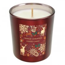 Duftkerze Weihnachten Orange, Zimt Kerzenglas Rot Ø7/ H8cm