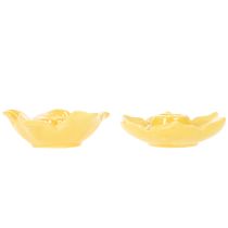 Artikel Stabkerzenhalter Keramik 11cm Gelb Blütenform 2er-Set für Tischdekoration