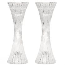 Artikel Glaskerzenhalter mit Rillenstruktur, Höhe 20 cm, 2er-Set