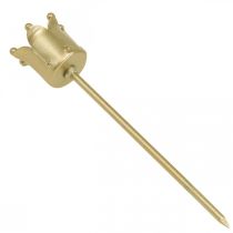 Artikel Kerzenhalter Krone Gold aus Metall, Steckdorn, Set mit 4 Stück