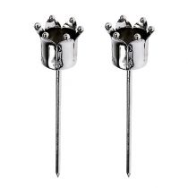 Kerzenhalter Krone Silber Ø3cm H12,5cm 4 St