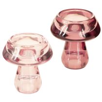 Artikel Kerzenhalter Pilz Teelichthalter Glas Berry Ø6,5cm H7cm 2St