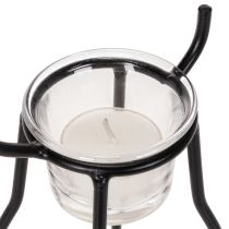 Artikel Kerzenhalter Rentier aus Metall mit Teelichtglas schwarz 28 cm für Innenbereich