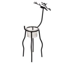Artikel Kerzenhalter Rentier aus Metall mit Teelichtglas schwarz 28 cm für Innenbereich