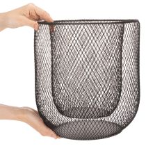 Artikel Kerzenhalter Set aus schwarz lackiertem Metall im Drahtkorb-Design, Ø28,5/18 cm, 2-teilig