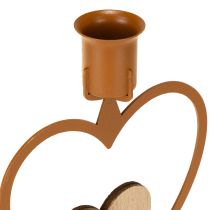 Artikel Kerzenhalter für Stabkerzen aus Metall und Holz, Stern Herz Tanne, Braun, 16,5 cm, 3 Stück