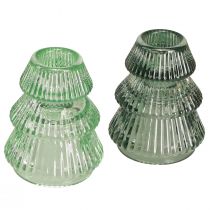 Artikel Kerzenhalter Tannenbaum Glaskerzenhalter Grün Ø6cm H8cm 2St