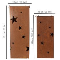 Artikel Kerzenhalter Metall Rostoptik mit Sternenmotiv H40/50cm 2er-Set für Innen und Außen