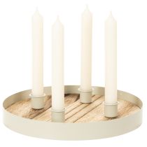 Artikel Runder Kerzenhalter für 4 Stabkerzen aus Holz und Metall, 25 cm