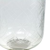 Windlicht Glas mit Sockel Antik Optik Silbern Ø17cm H31,5cm